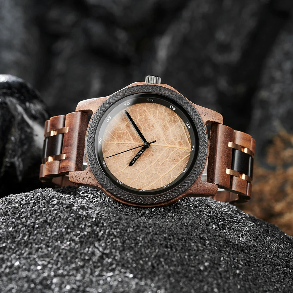 Unique Leaf Dial Wooden Watch