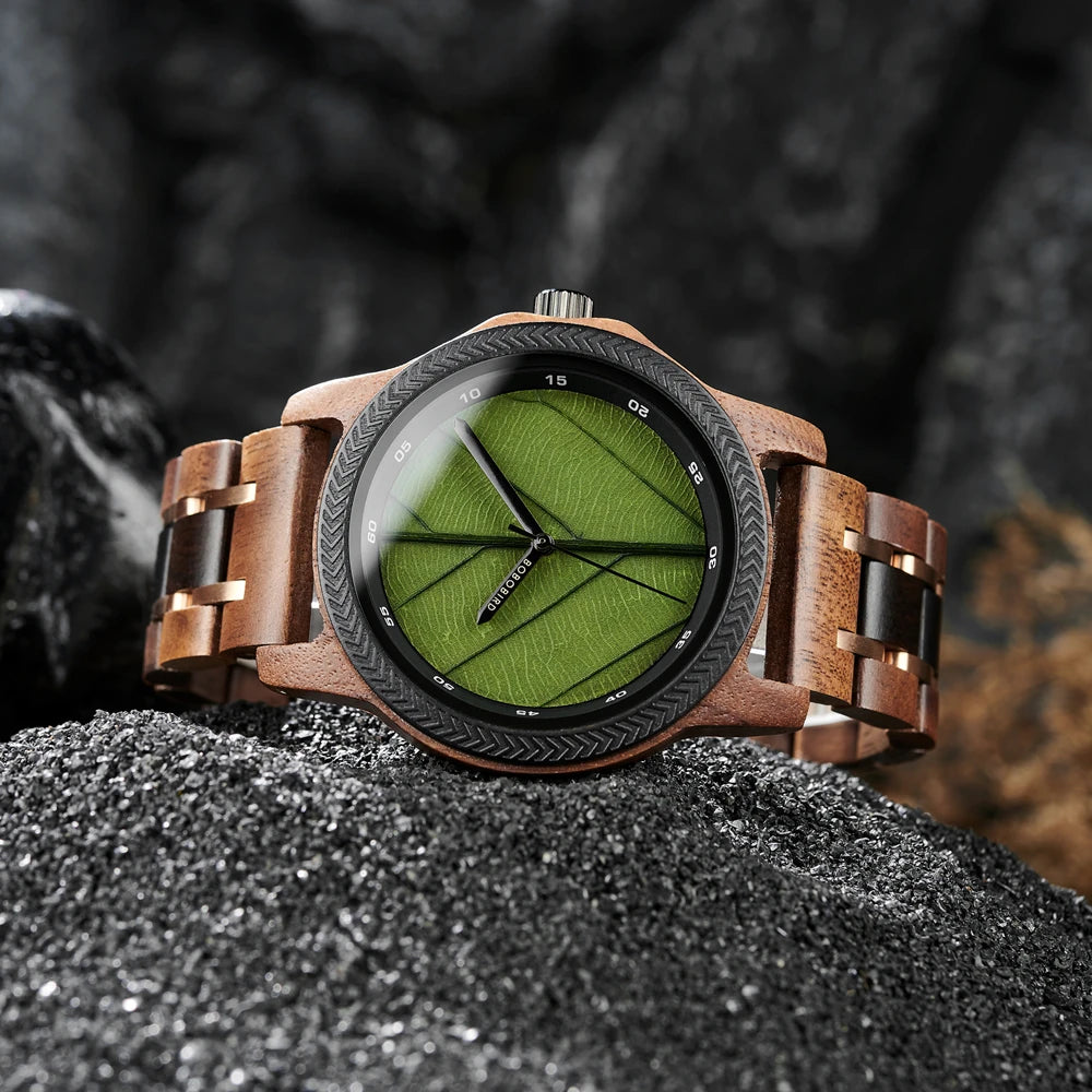 Unique Leaf Dial Wooden Watch