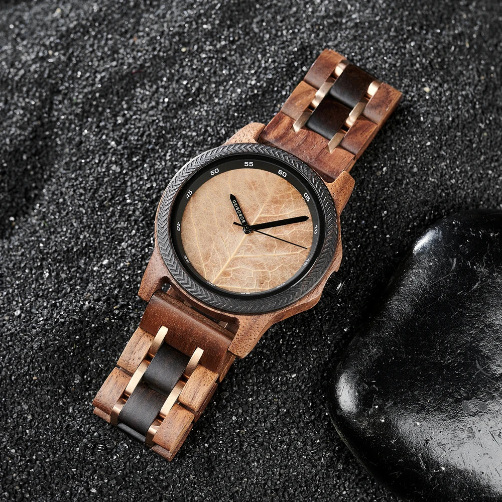 Unique Leaf Dial Wooden Watch