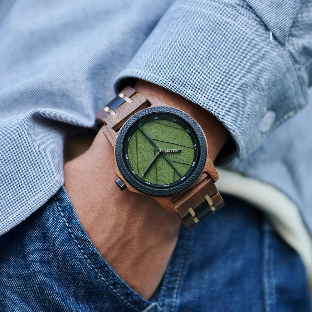 Unique Leaf Dial Wooden Watch